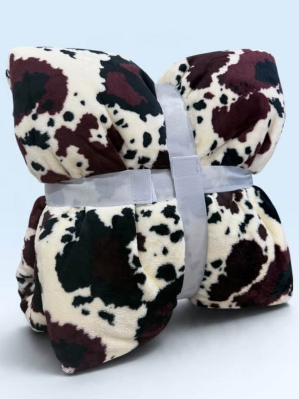 Beige cow print queen size fleece blanket CQ